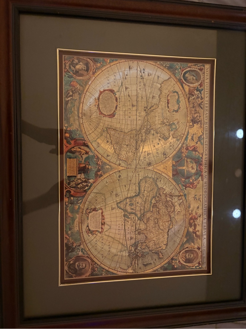 Vintage Antique-Style World Map Wall Art in Brown and Gold - Unbranded